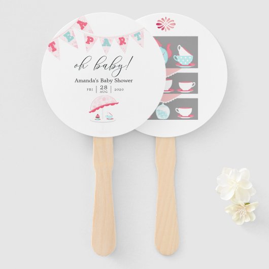 Shabby-Chic Girl Baby shower Tea Party Handwaaier (Voorkant en achterkant)