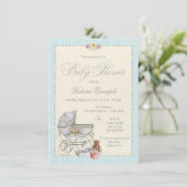  Shabby Chic Girls Baby Shower Uitnodigingen (Staand voorkant)