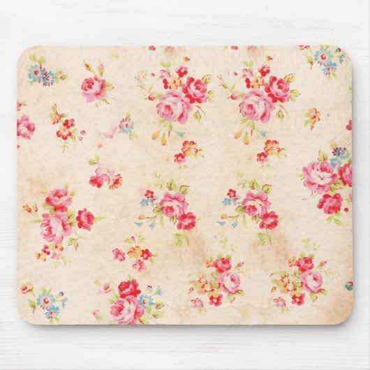  Shabby Chic Girly Pink Blue Rozen Floral Muismat (Voorkant)
