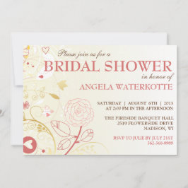 Shabby Chic Gold & Roze Bridal Shower Kaart