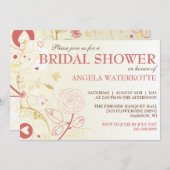 Shabby Chic Gold & Roze Bridal Shower Kaart (Voorkant / Achterkant)