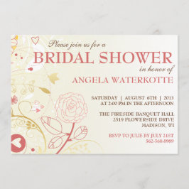 Shabby Chic Gold & Roze Bridal Shower Kaart