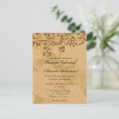Shabby Chic Golden Peonies Boho Wedding Briefkaart (Staand voorkant)