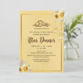 Shabby Chic Golden Rose Iftar Dinner Invitation Kaart (Staand voorkant)