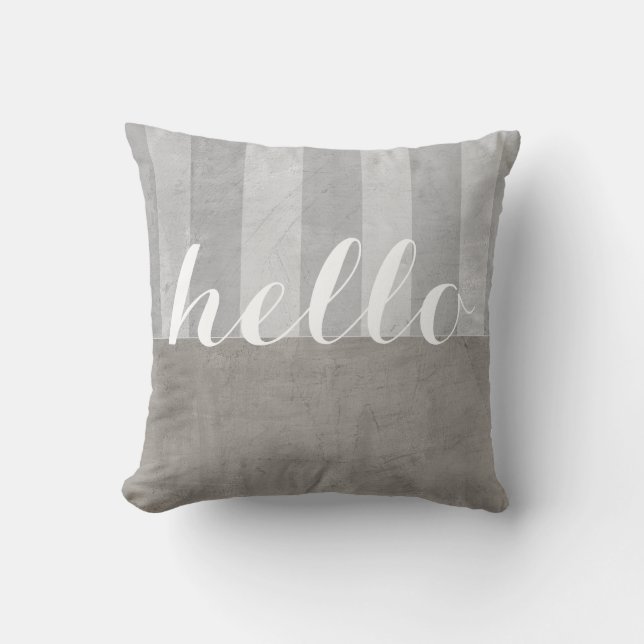 shabby chic gooit kussen grijs en wit met hallo (Voorkant)