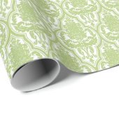 Shabby Chic Green Damask Cadeaupapier (Rol Hoek)