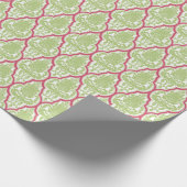 Shabby Chic Green & Roos Damask Cadeaupapier (Hoek)
