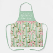 Shabby Chic Green White Stripes and Floral Schort (Voorkant)