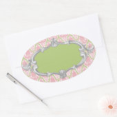 Shabby Chic Groen  Label Roze Groen Damast (Envelop)
