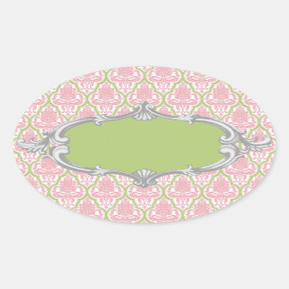 Shabby Chic Groen Label Roze Groen Damast