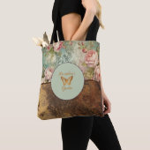 Shabby chic grunge stijl bloemenzak tote bag (Dichtbij)