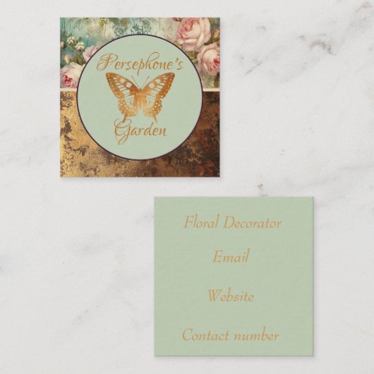 Shabby chic grunge style floral florist vierkante visitekaartje (Voorkant / Achterkant)