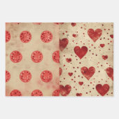 Shabby Chic Half Mix Rood Bloemen Hart Vlek Inpakpapier Vel (Voorkant 3)