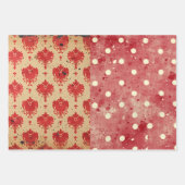 Shabby Chic Half Mix Rood Bloemen Hart Vlek Inpakpapier Vel (Voorkant 2)