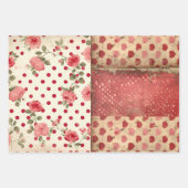 Shabby Chic Half Mix Rood Bloemen Hart Vlek Inpakpapier Vel (Voorkant)