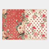 Shabby Chic Half Mix Rood Bloemen Hart Vlek Inpakpapier Vel (Voorkant 2)