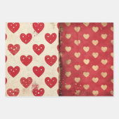 Shabby Chic Half Mix Rood Bloemen Hart Vlek Inpakpapier Vel (Voorkant)