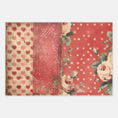  Shabby Chic Half Mix Rood Bloemen Hart Vlek Inpakpapier Vel (Voorkant 3)