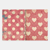 Shabby Chic Half Mix Rood Bloemen Hart Vlek Inpakpapier Vel (Voorkant 3)