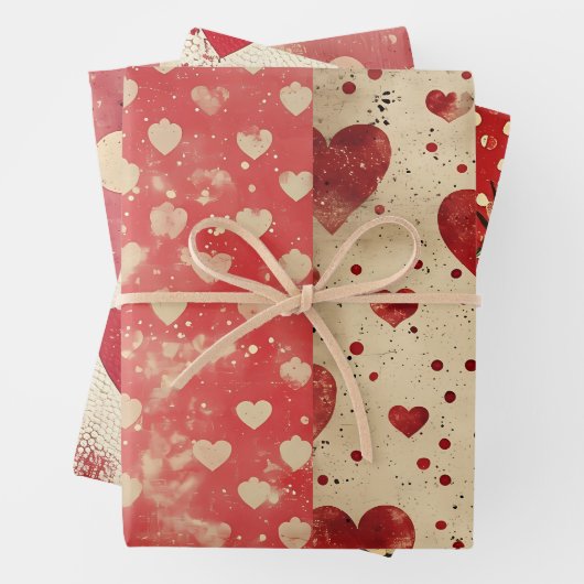 Shabby Chic Half Mix Rood Bloemen Hart Vlek Inpakpapier Vel (In situ)