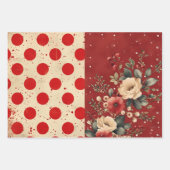  Shabby Chic Half Mix Rood Bloemen Hart Vlek Inpakpapier Vel (Voorkant 3)