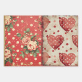  Shabby Chic Half Mix Rood Bloemen Hart Vlek Inpakpapier Vel (Voorkant 2)