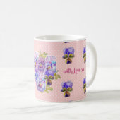 Shabby Chic Happy Birthday liefde bloemendot Mok (Voorkant rechts)