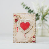 Shabby Chic Hart met Kant Feestdagenkaart (Staand voorkant)