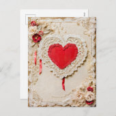Shabby Chic Hart met Kant Feestdagenkaart (Voorkant / Achterkant)