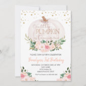 Shabby Chic Herfst Pumpkin 1st Birthday Uitnodigin Kaart (Voorkant)