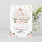 Shabby Chic Herfst Pumpkin 1st Birthday Uitnodigin Kaart (Staand voorkant)