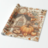 Shabby Chic Herfst Terracotta Gingham Buffalo Plai Cadeaupapier (Uitgerold)