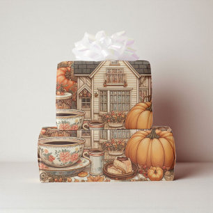 Shabby Chic Herfst Terracotta Gingham Buffalo Plai Cadeaupapier