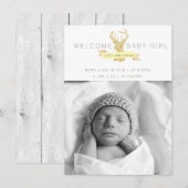 Shabby Chic Herten Geboorte Aankondiging Foto (Voorkant / Achterkant)