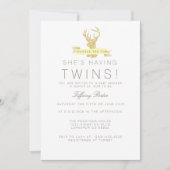 Shabby Chic Herten Twins Baby shower Invitation Kaart (Voorkant)