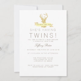 Shabby Chic Herten Twins Baby shower Invitation Kaart