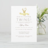 Shabby Chic Herten Twins Baby shower Invitation Kaart (Staand voorkant)