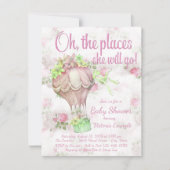 Shabby Chic Hete Luchtballon Baby shower Uitnodigi Kaart (Voorkant)
