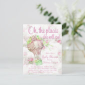Shabby Chic Hete Luchtballon Baby shower Uitnodigi Kaart (Staand voorkant)