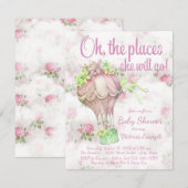 Shabby Chic Hete Luchtballon Baby shower Uitnodigi Kaart (Voorkant / Achterkant)
