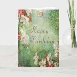 Shabby Chic Hibiscus Flowers Birthday Kaart