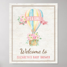 Shabby Chic Hot Air ballonroze Floral Shower Poster