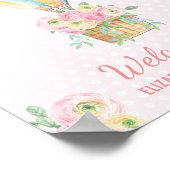 Shabby Chic Hot Air ballonroze Floral Shower Poster (Hoek)