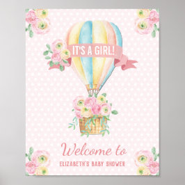 Shabby Chic Hot Air ballonroze Floral Shower Poster