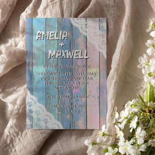 Shabby Chic Hout en Kant bruiloft uitnodiging