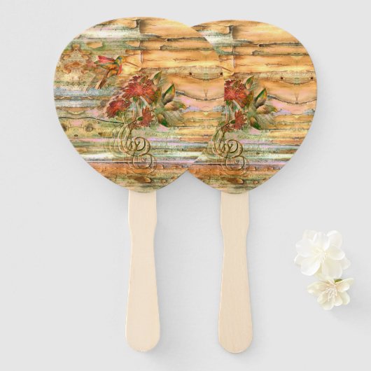 Shabby Chic Hummingbird Flight Handwaaier (Voorkant en achterkant)