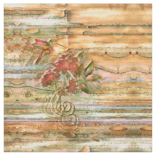 Shabby Chic Hummingbird Flight Stof (Close Up)