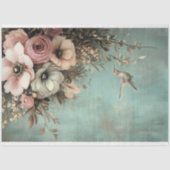 Shabby Chic Hummingbird & Floral Boeket Tissuepapier (Voorkant)