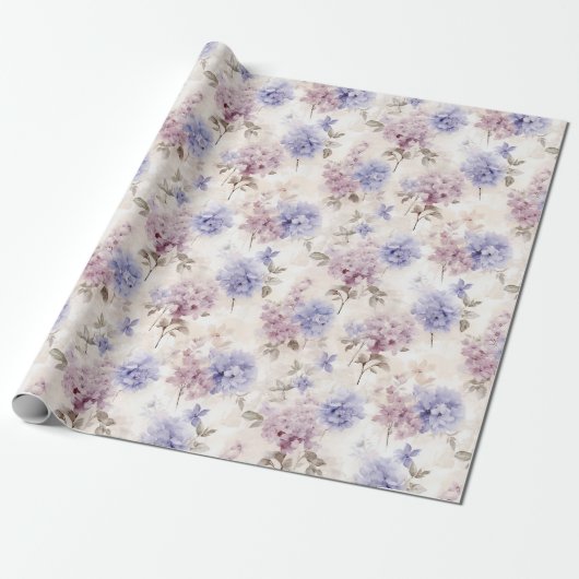 Shabby Chic Hydrangea Floral Delight Cadeaupapier (Uitgerold)