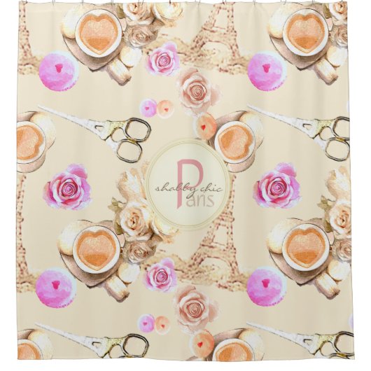 Shabby Chic in  Parijs Douchegordijn (Voorkant)